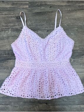 Japna Lavender Eyelet Lace Peplum Tank Top